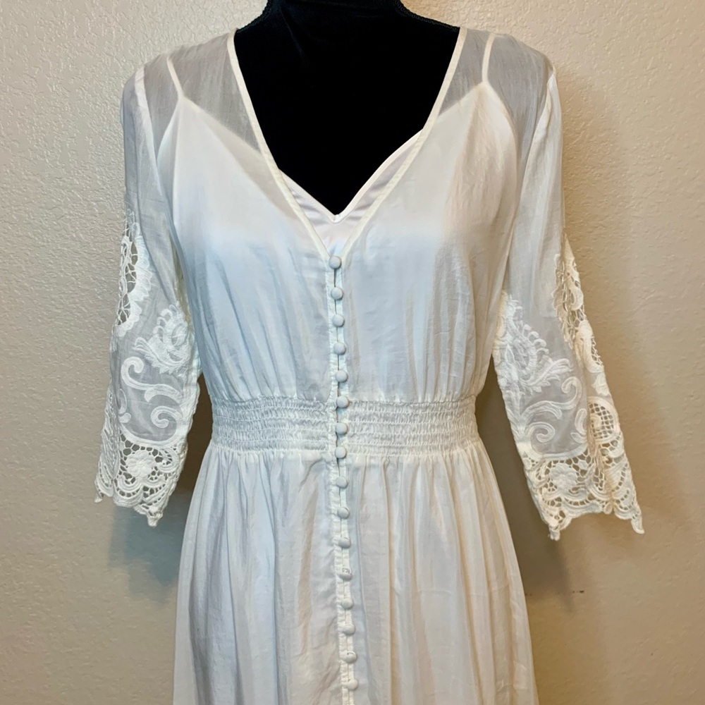 bebe White Lace Maxi Dress - Picture 3 of 16
